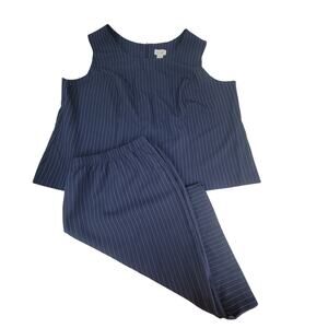 Dress Savvy New York 24w Blue White Skirt & Tank top Set